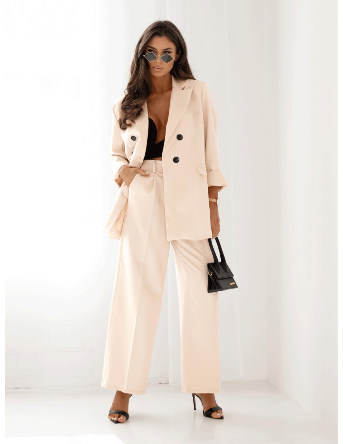 Stylowy garnitur marynarka i spodnie ULLA - beżowy