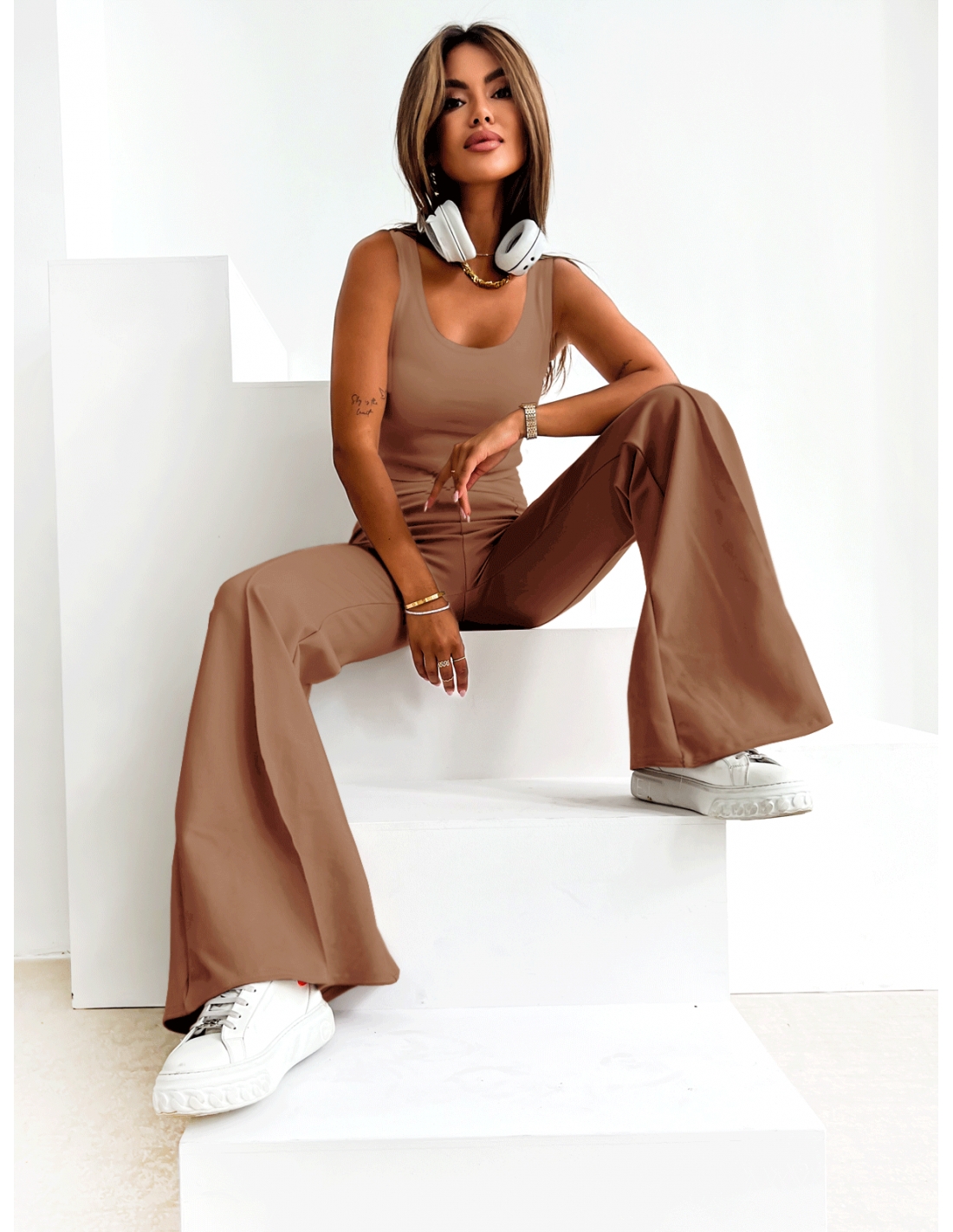 Klasyczny krótki top MARSELA - cappuccino