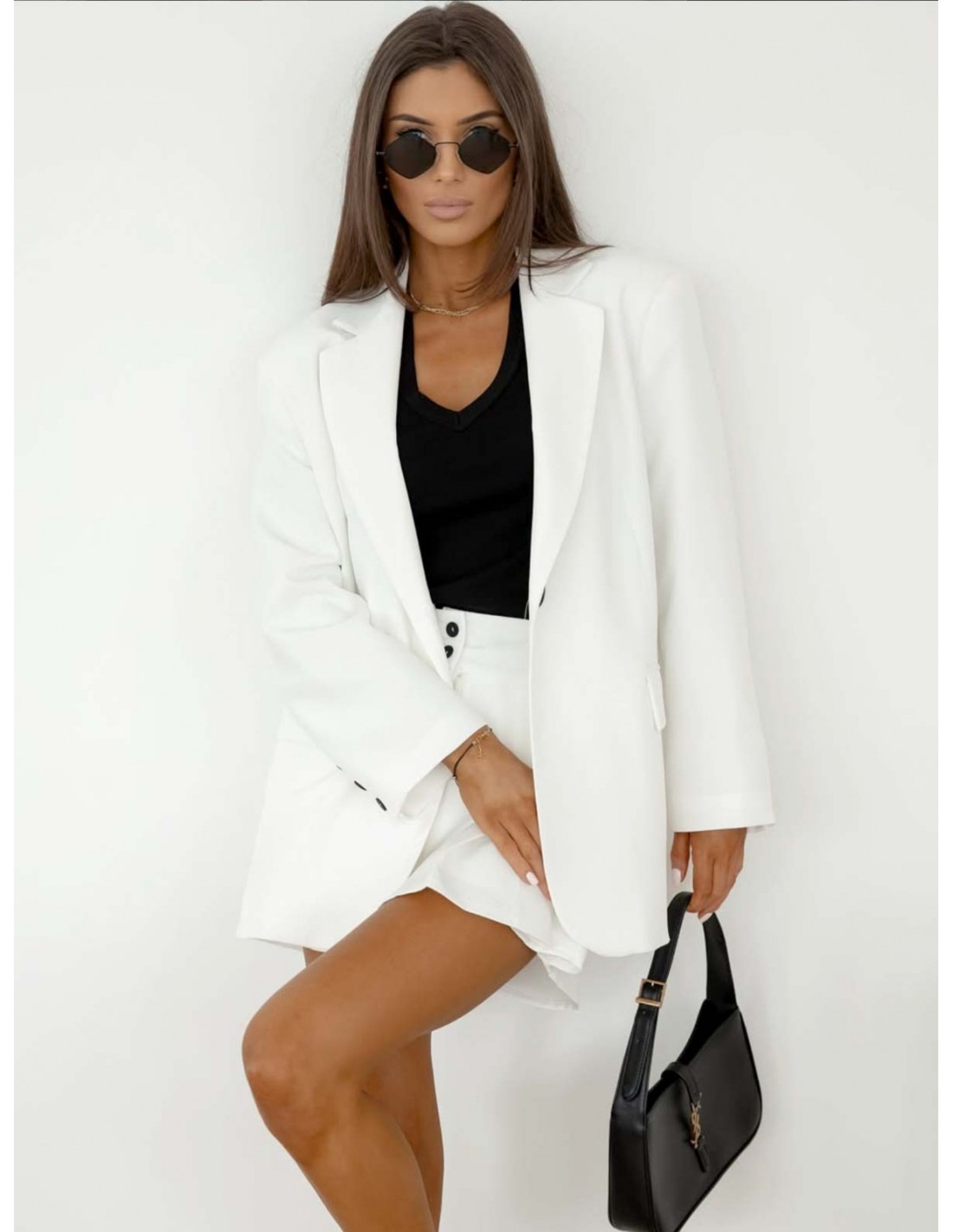 Długa marynarka oversize RIVIERA - biała