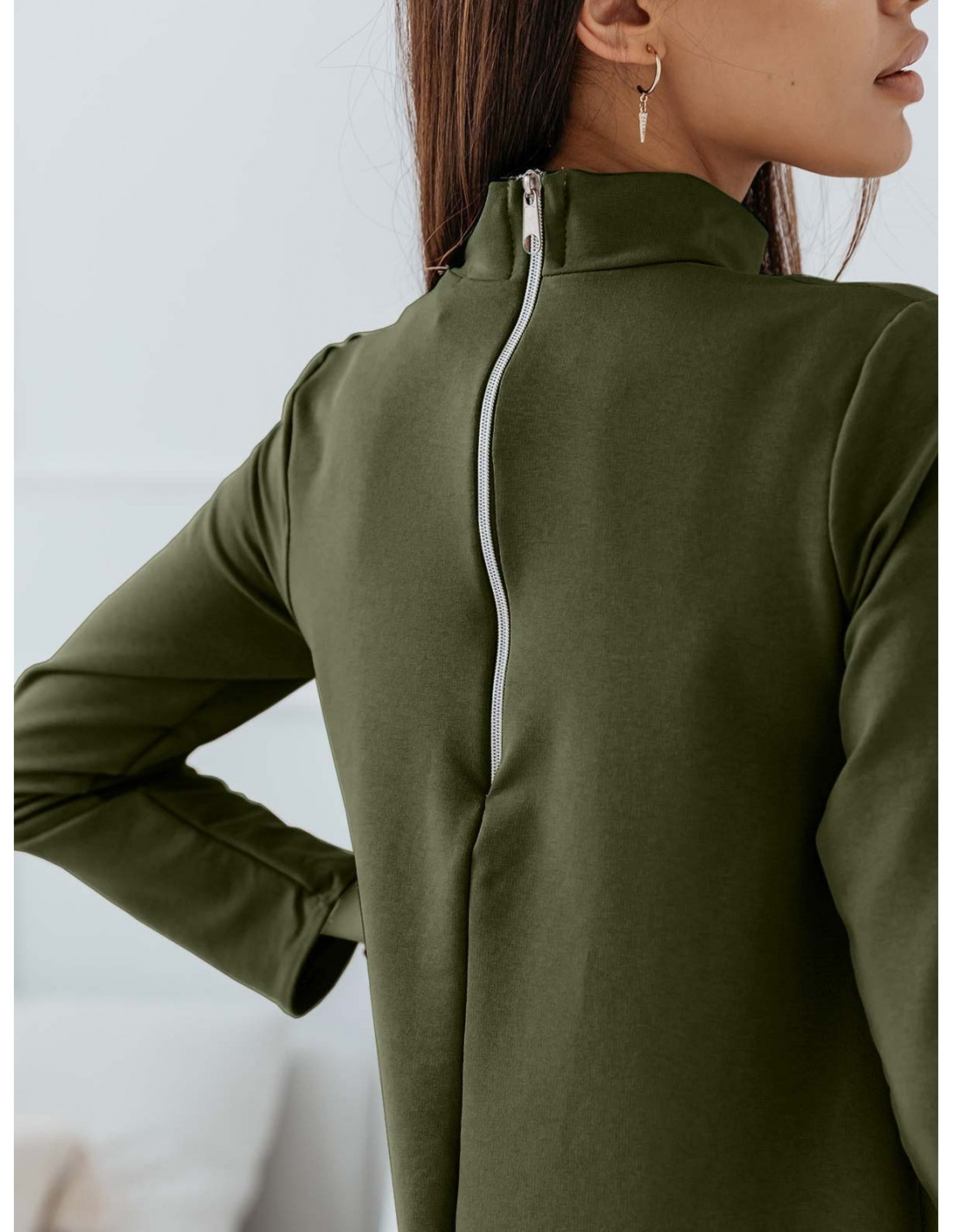 WP Trapezowa sukienka z półgolfem - khaki