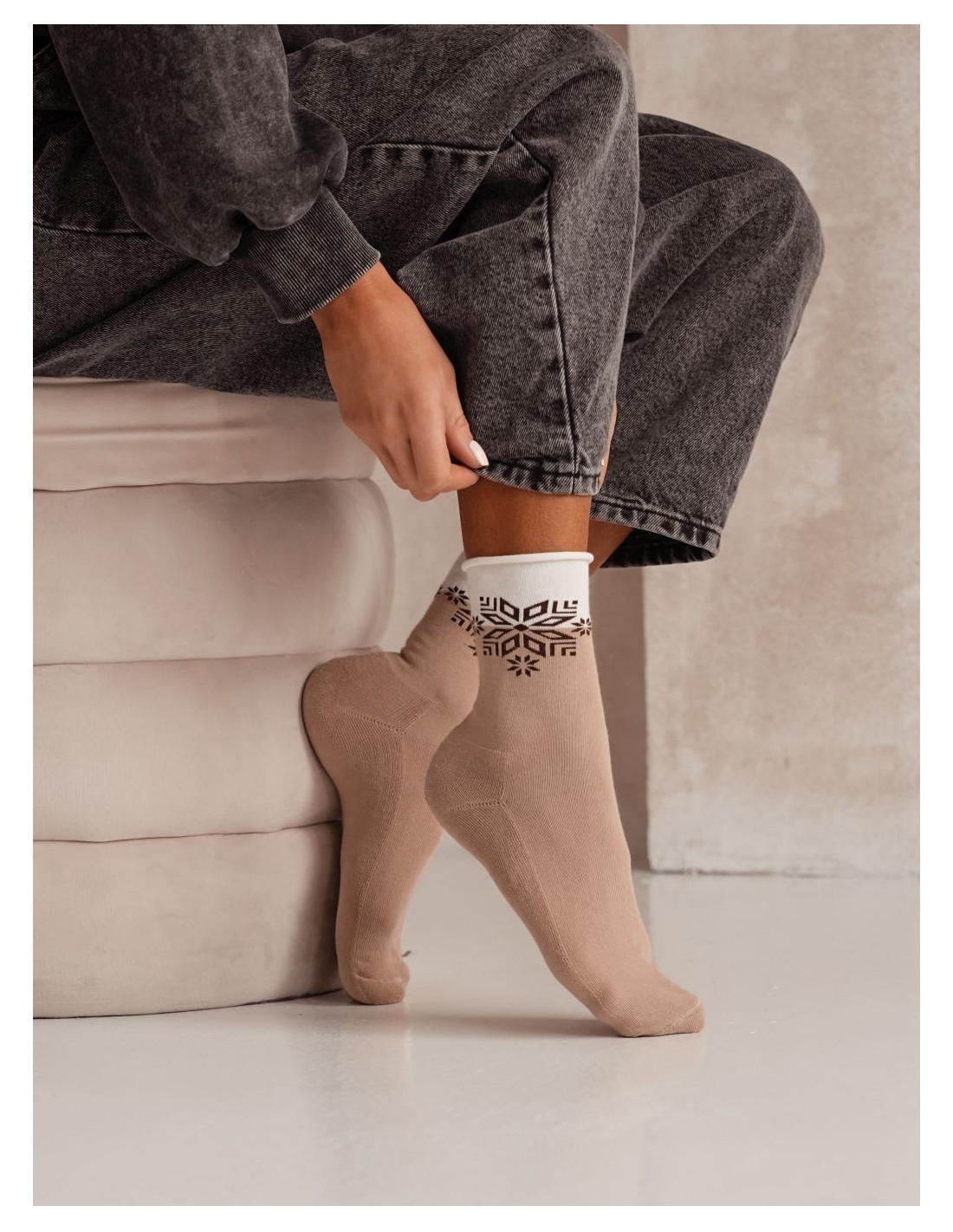 Skarpetki świąteczne półfrotte z Gwiazdką - wzór 2