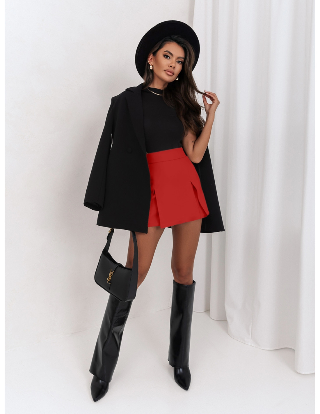 WP Modne spódnico-spodenki z rozporkami - czerwone