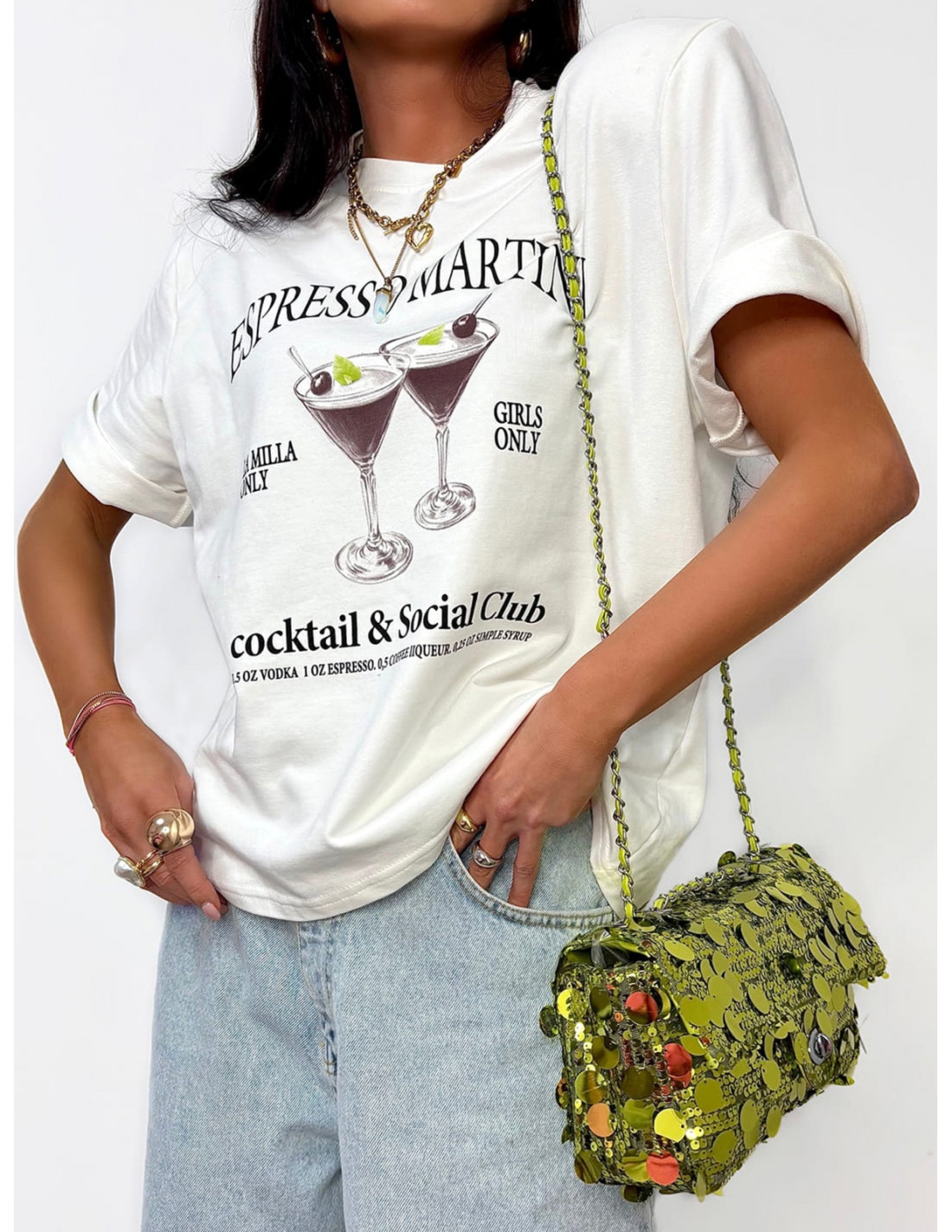 Bawełniana bluzka t-shirt ESPRESSO MARTINI - biała