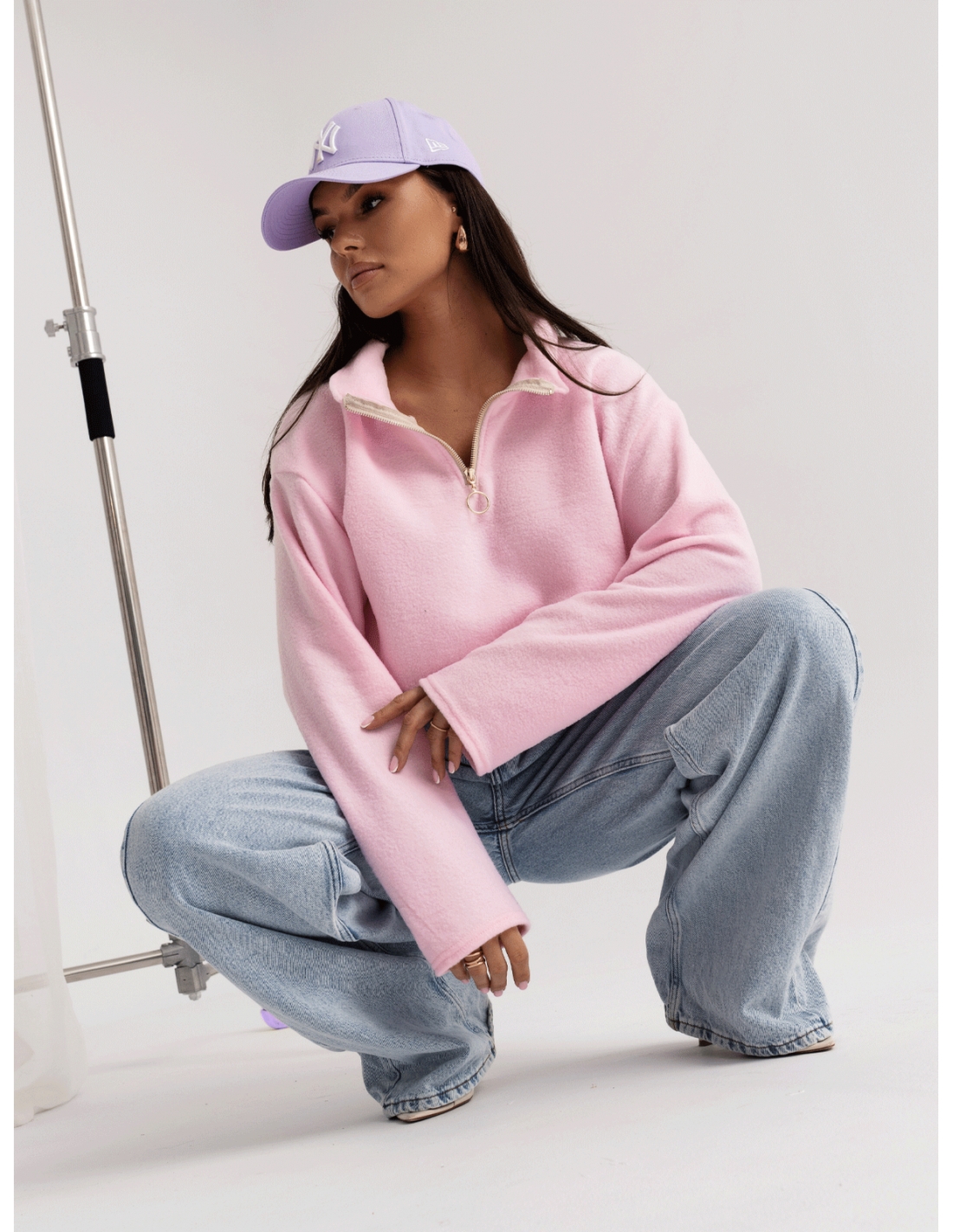 Stylowa polarowa bluza MELITTA - pudrowy róż