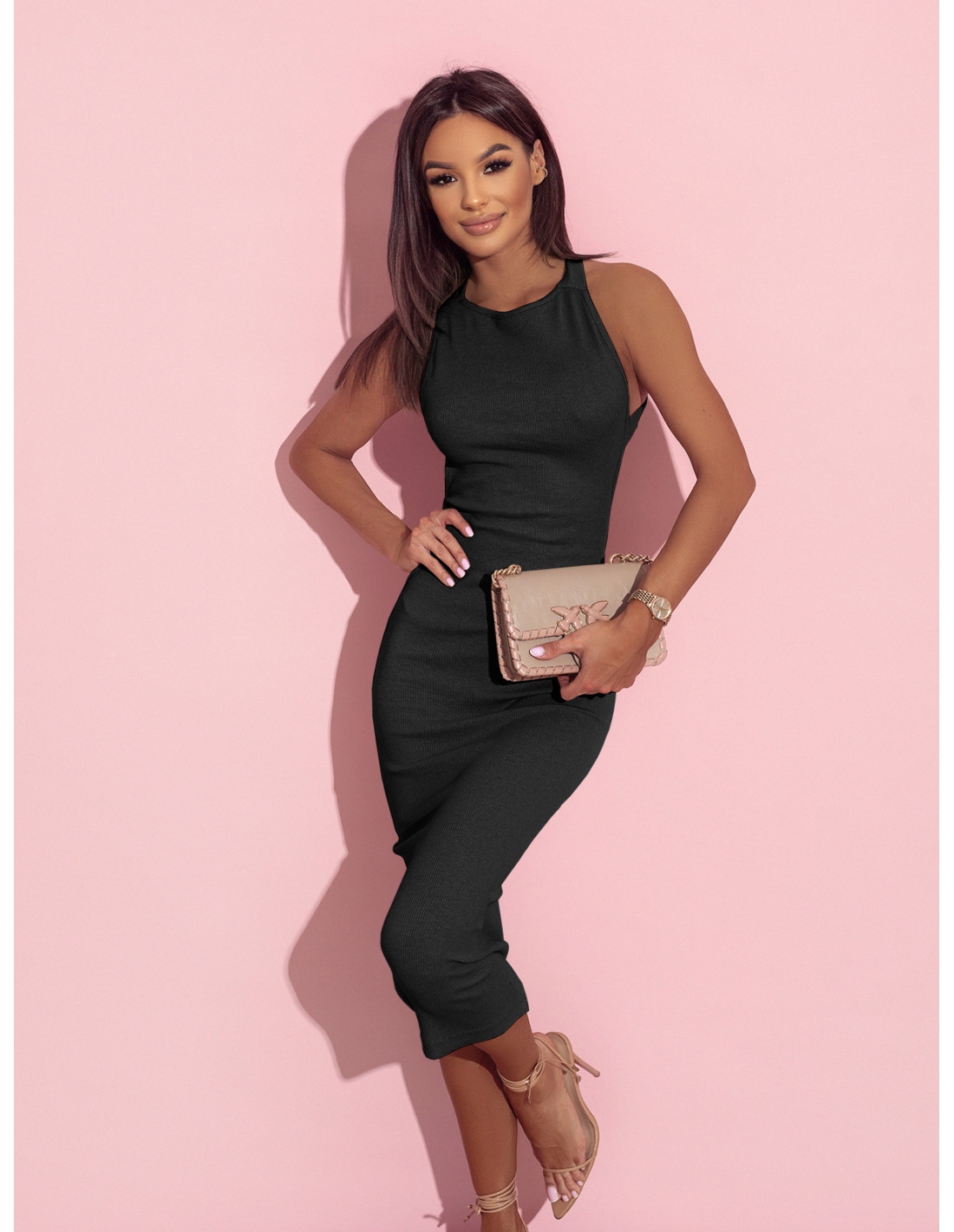 Dopasowana sukienka z odsłoniętymi plecami - KAIRA - czarna