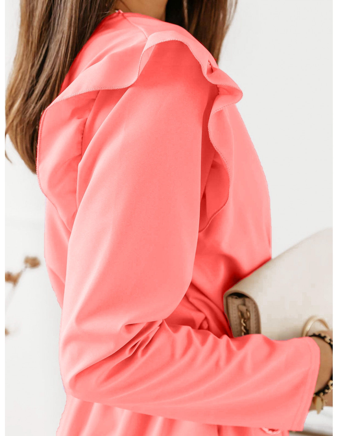 Rozkloszowana sukienka z falbankami MOLLY - neon orange