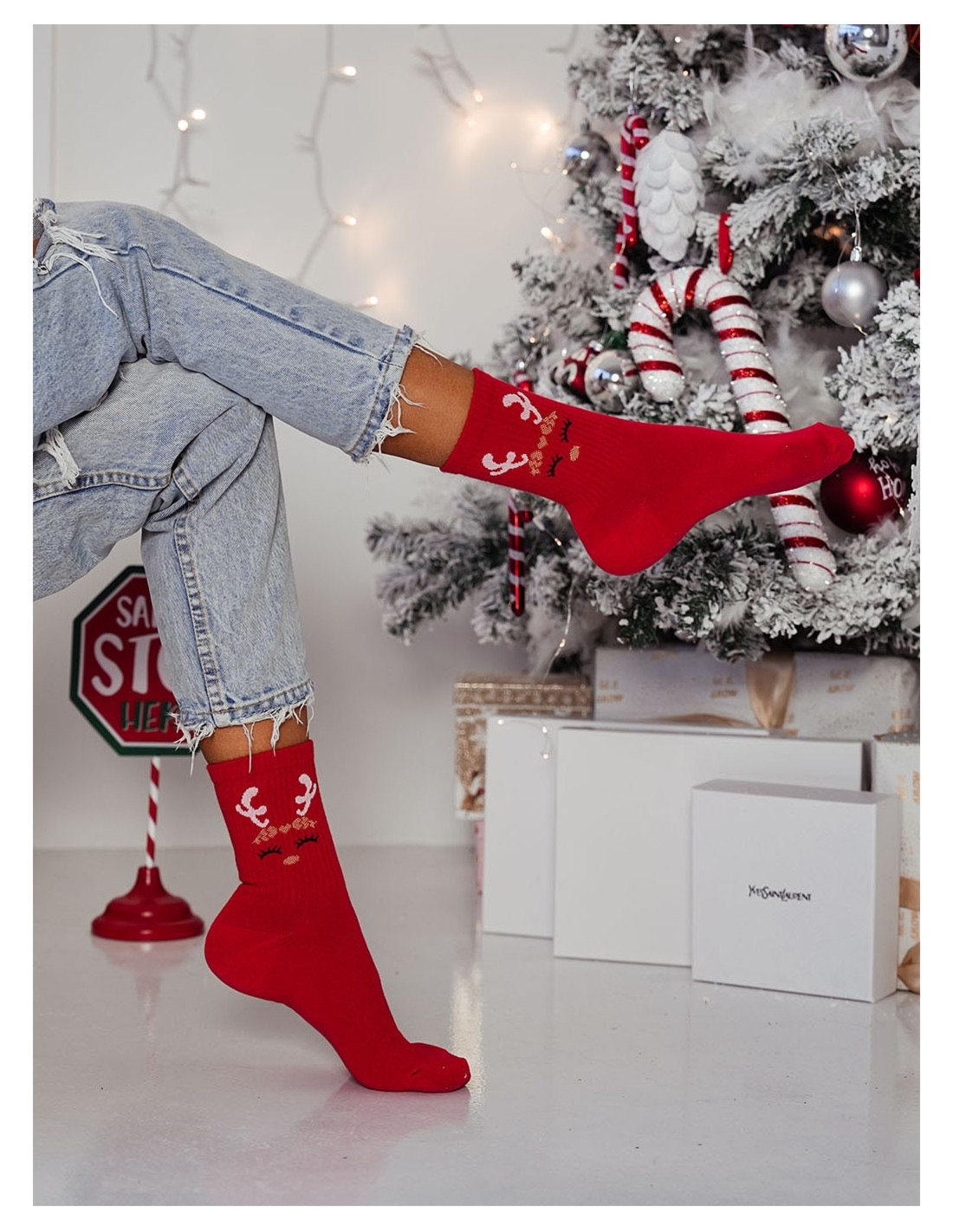 Skarpetki damskie świąteczne RENIFEREK - wzór 2