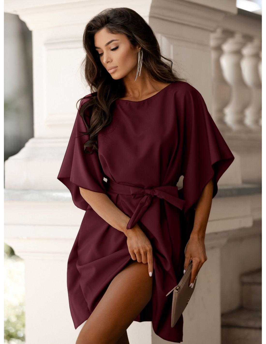 Kobieca sukienka nietoperz CANDICE - bordowa