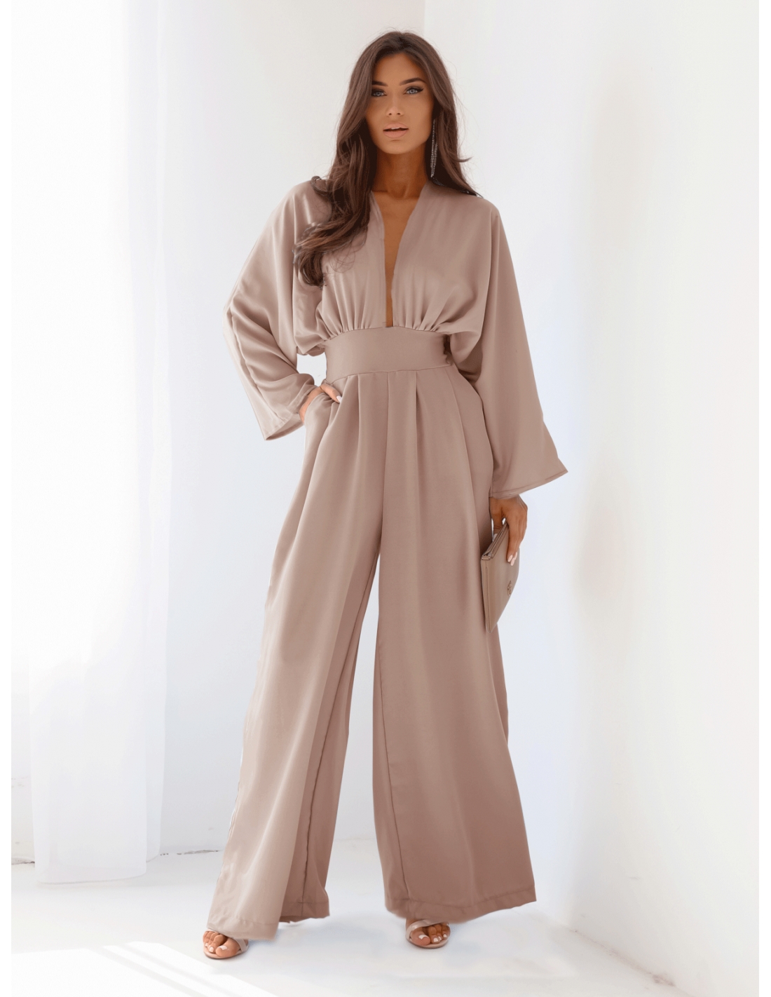 Kombinezon z szerokimi nogawkami LACEY - mocha mousse