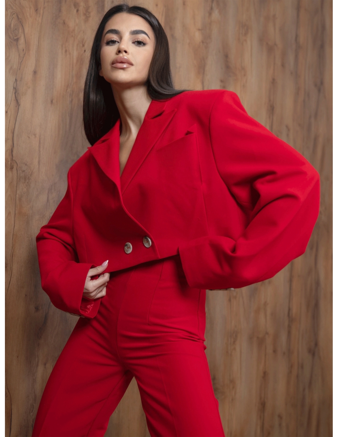 Krótka marynarka oversize ESMINA – czerwona