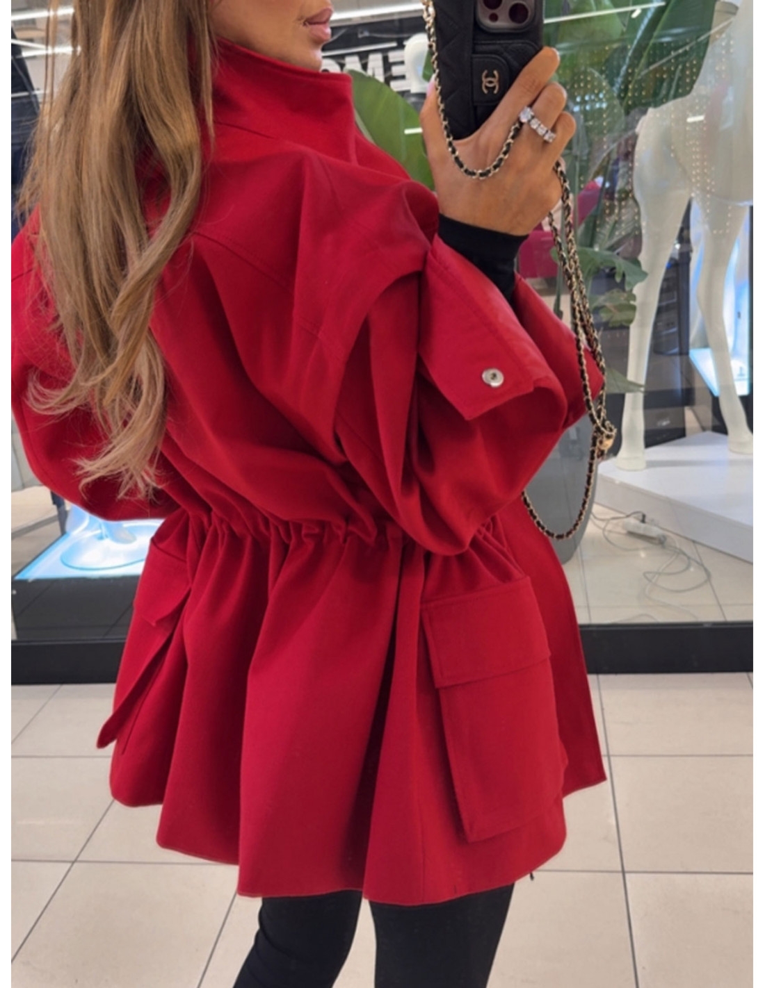 Bawełniana kurtka-kamizelka oversize 2w1 CORDA - czerwona