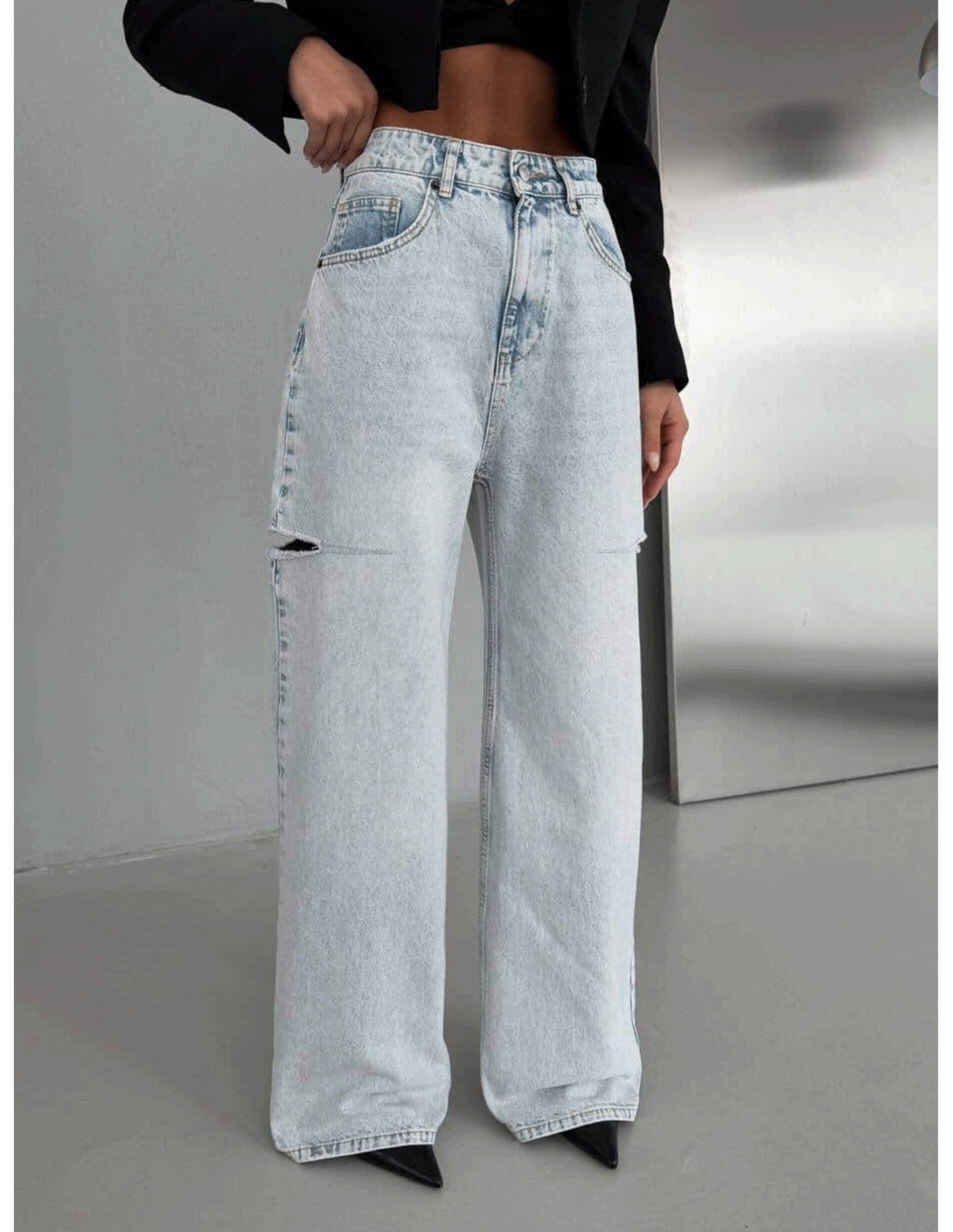 Spodnie jeansy z szerokimi nogawkami MORIKO - jasny jeans