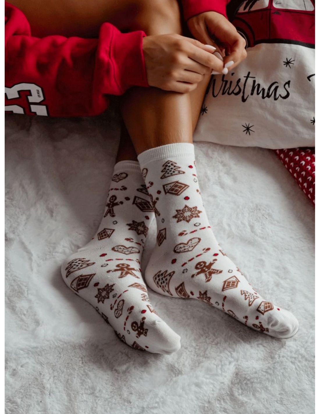 Skarpetki damskie świąteczne w PIERNIKI - wzór 1