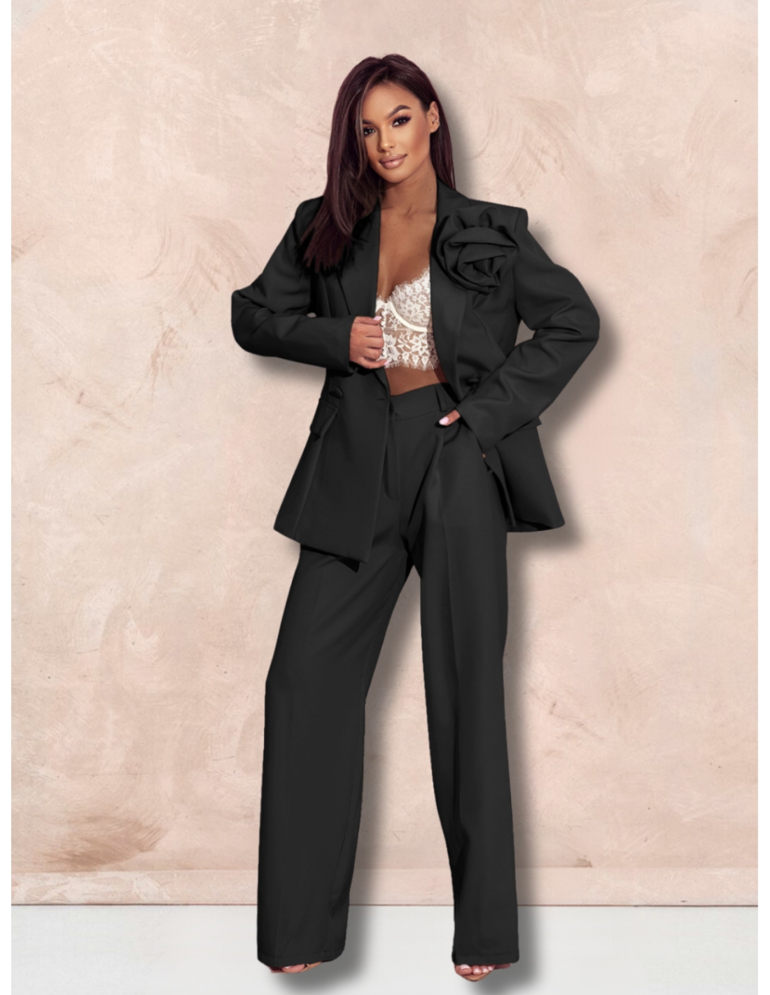 Garnitur z szerokimi spodniami ENOJA - czarny