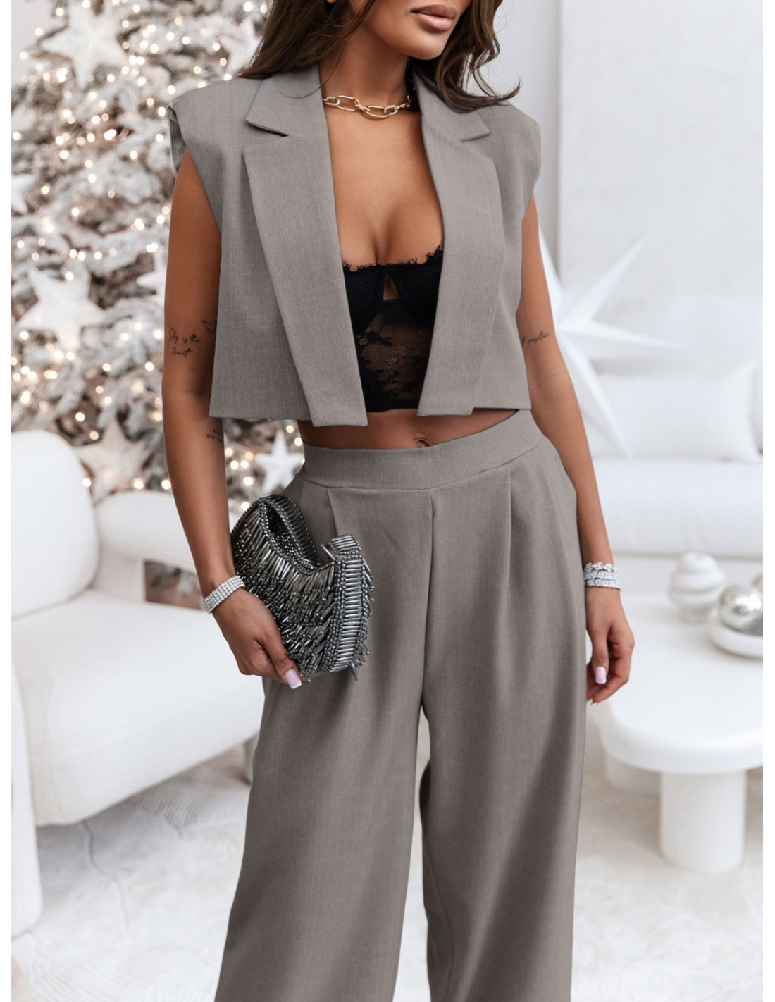 Komplet kamizelka ze spodniami PATTY - szary