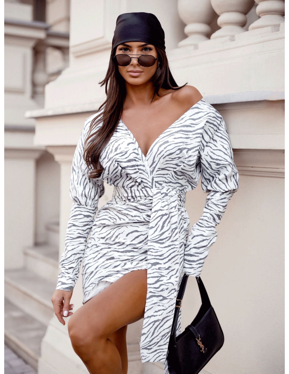 Bawełniana sukienka mini w print VESTINA – wzór 2