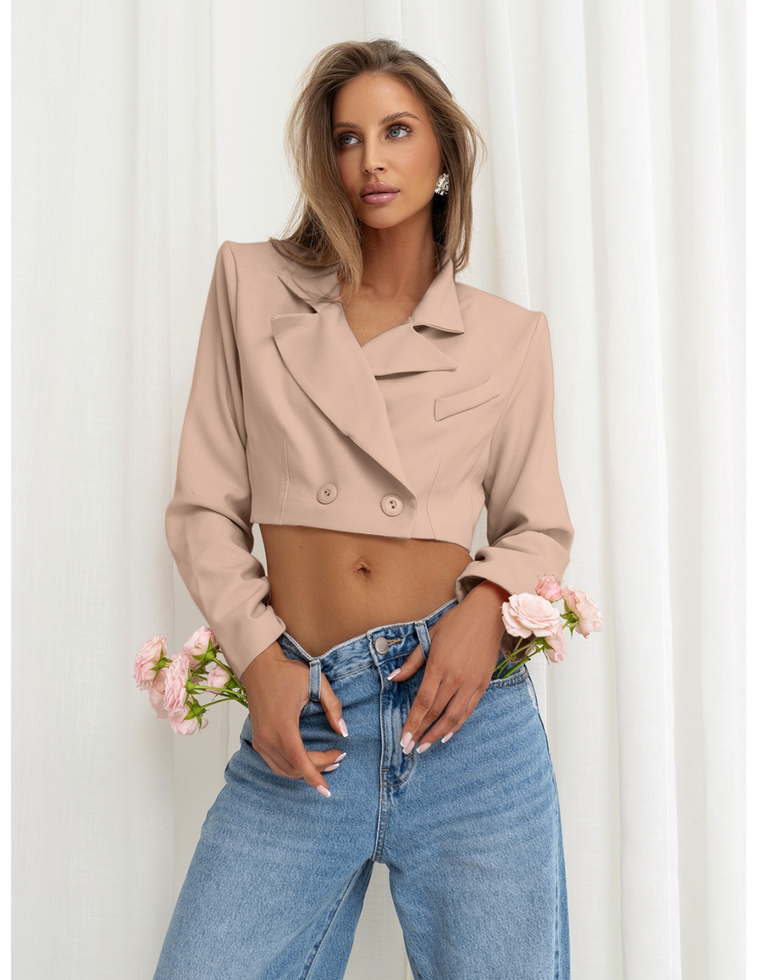 Elegancka krótka marynarka ASHANTI - beżowa
