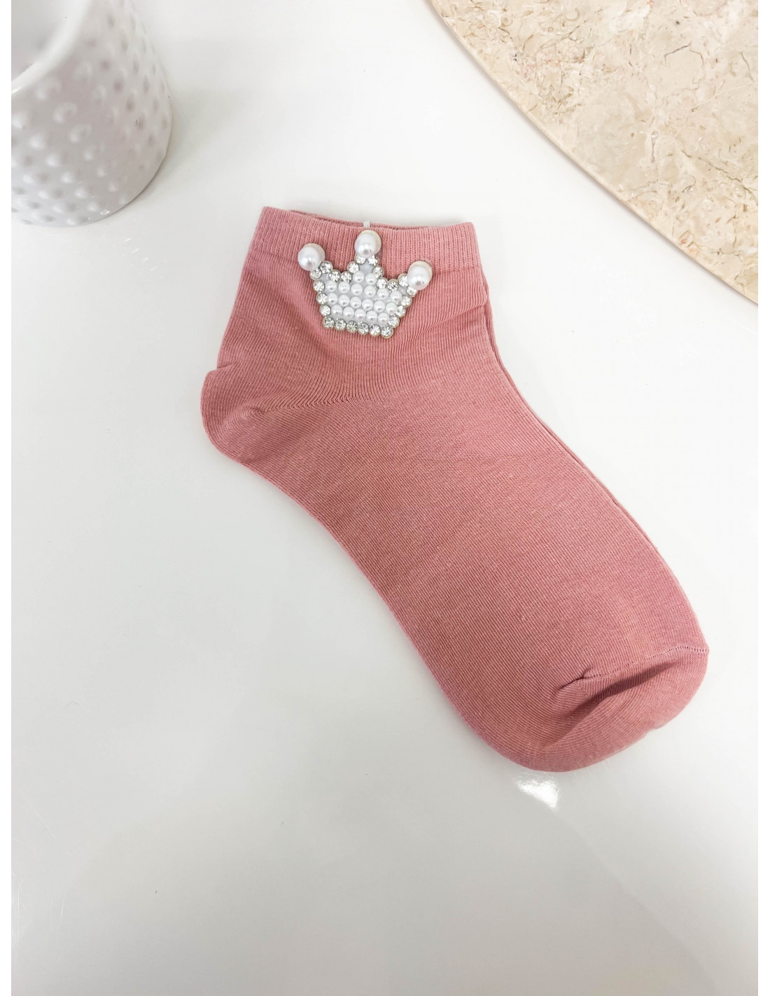 Skarpetki KORONA - brudny róż