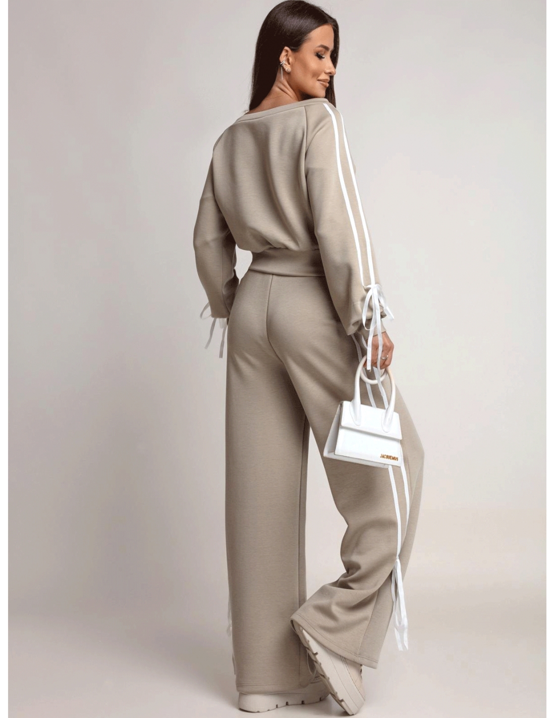 Komplet dresowy z szerokimi spodniami SHYLA - mocca