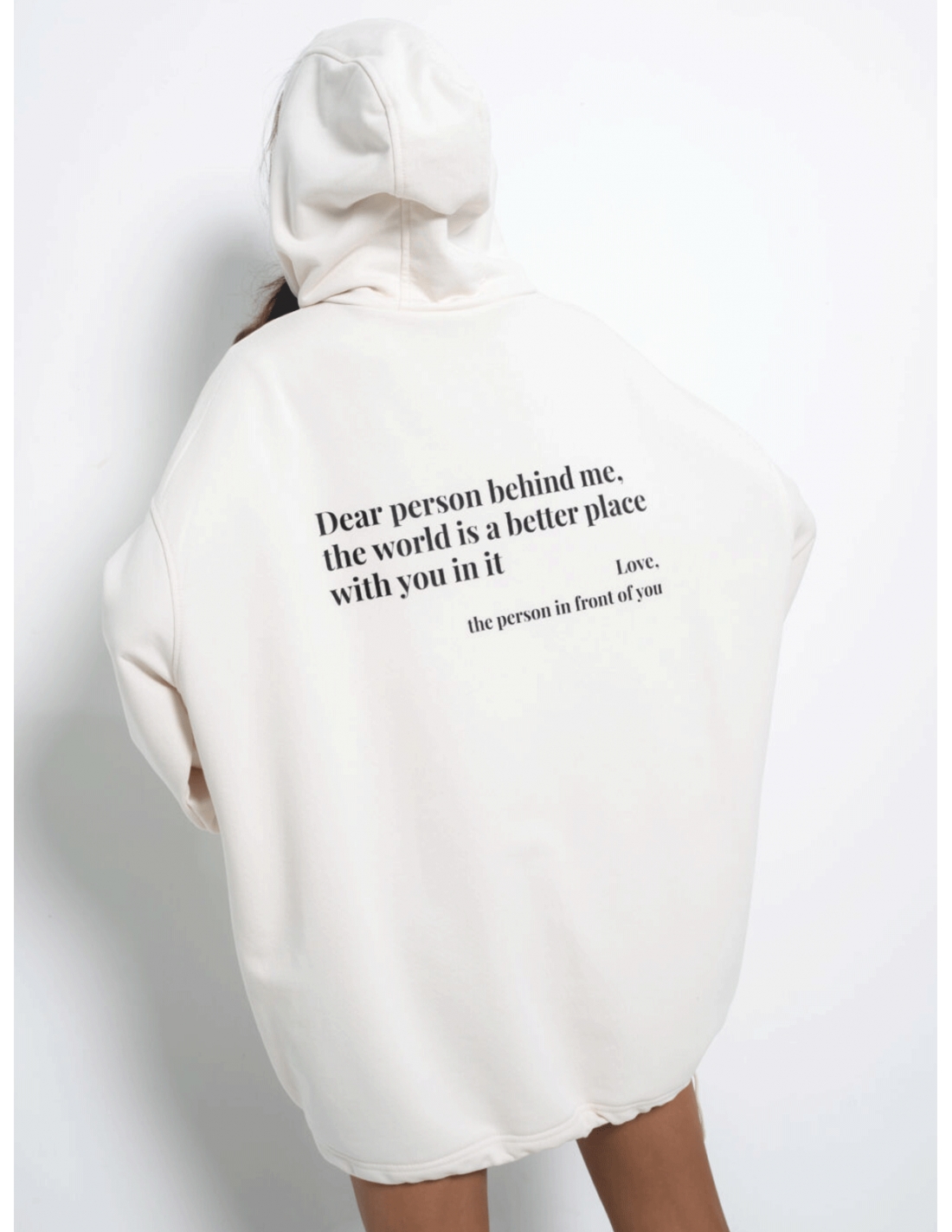 Bawełniana bluza dresowa oversize z kapturem PINKEY - beżowa