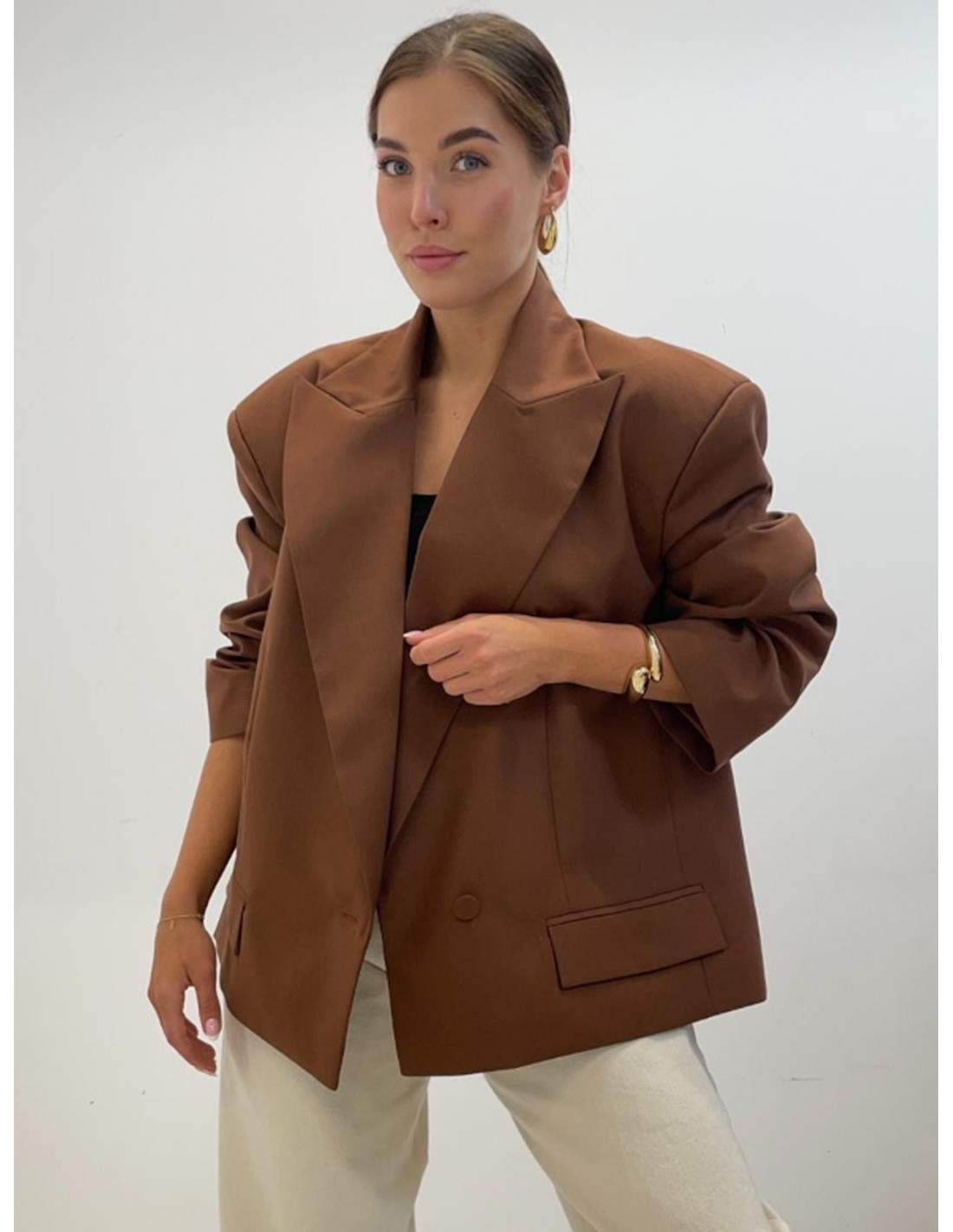 Stylowa marynarka oversize ARLEEN - cappuccino
