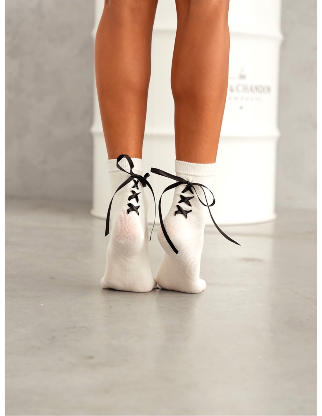 Skarpetki damskie sznurowane - ecru