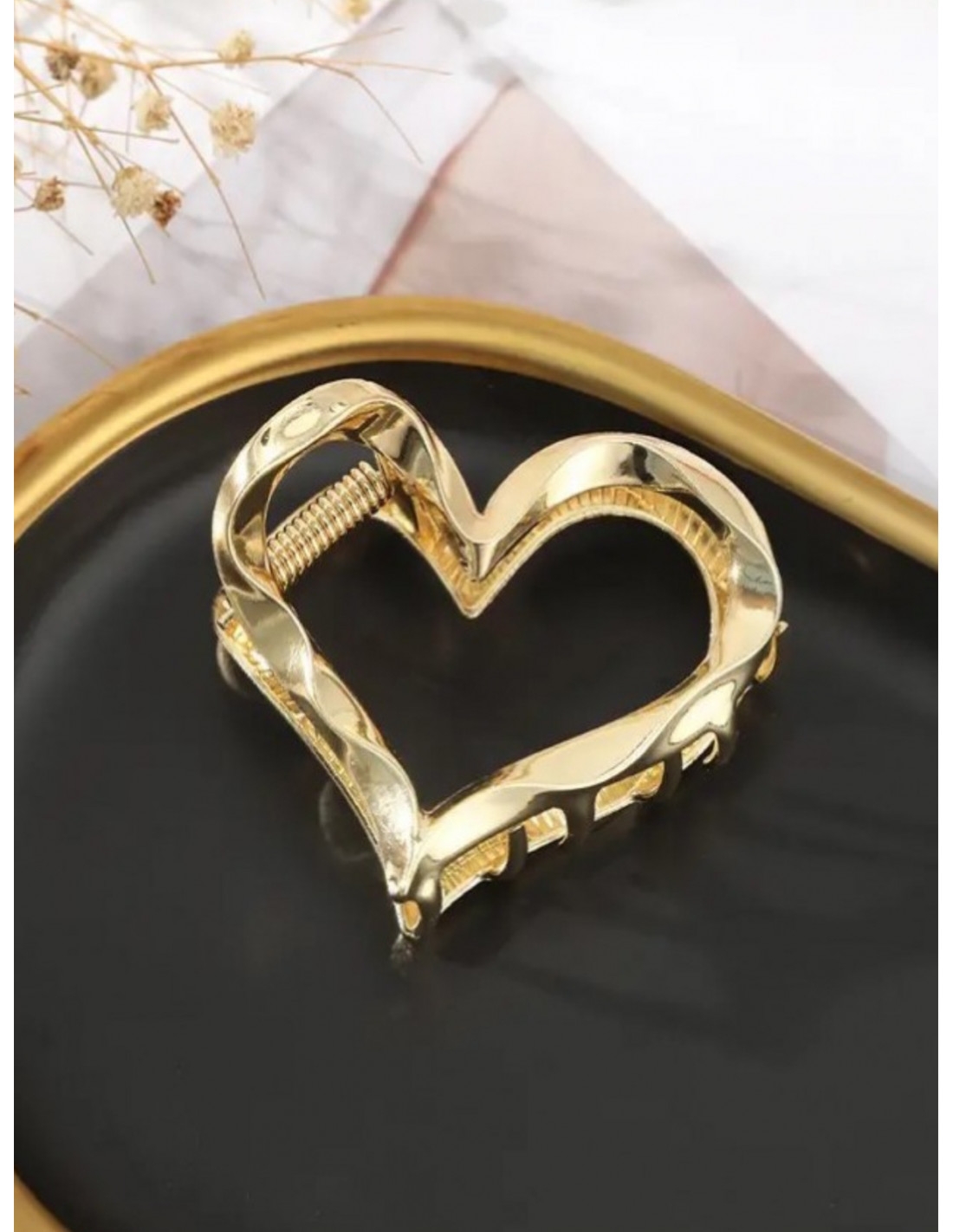 Spinka do włosów metalowa klamra XL SERCE - złota