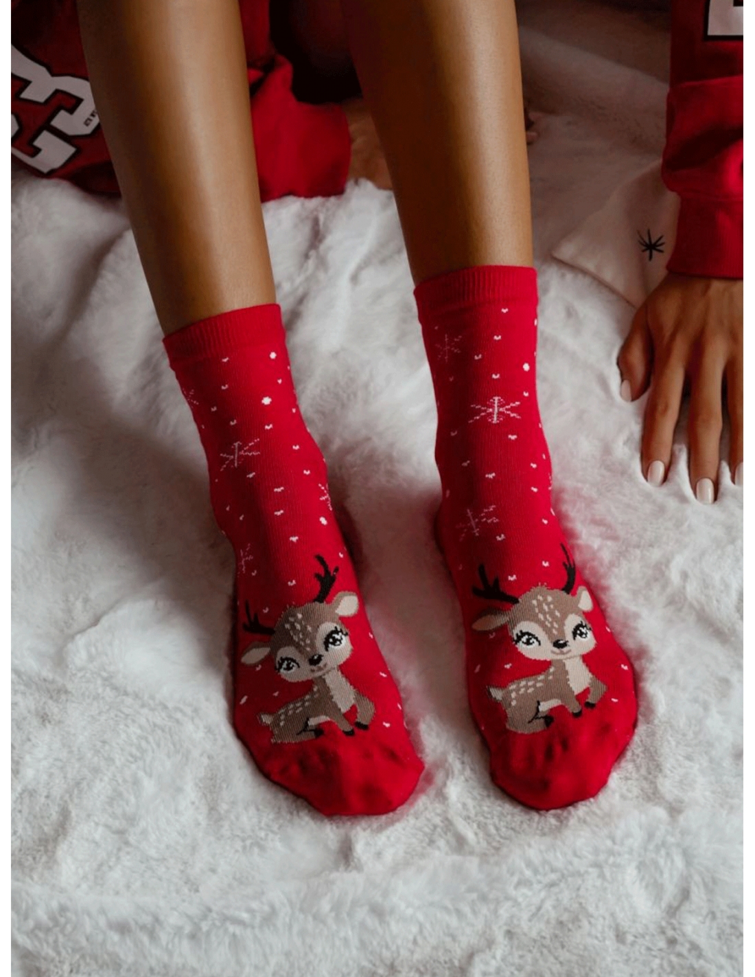 Skarpetki damskie świąteczne MAŁA RENIFERKA - wzór 10