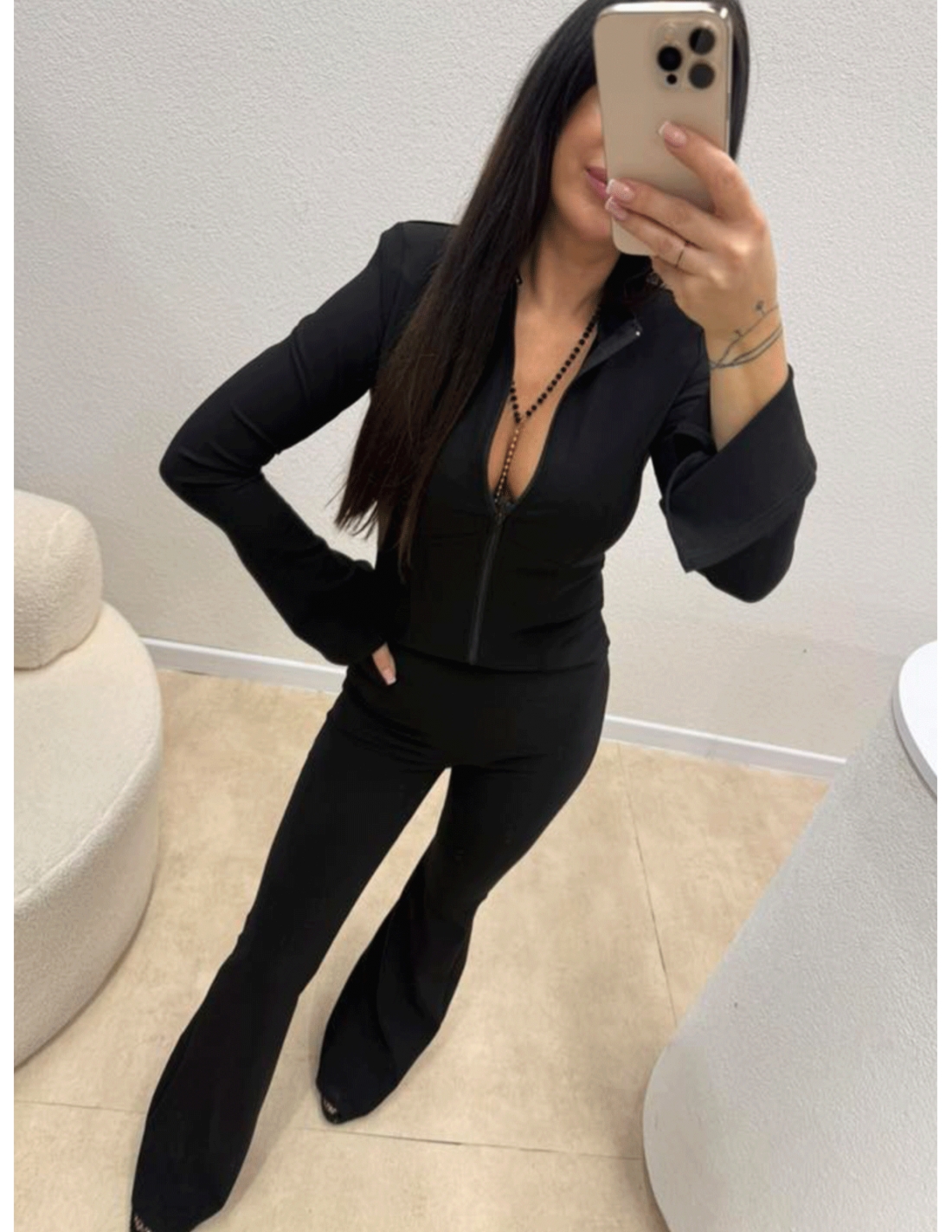 Dopasowany komplet bluza i legginsy PALERMO - czarny