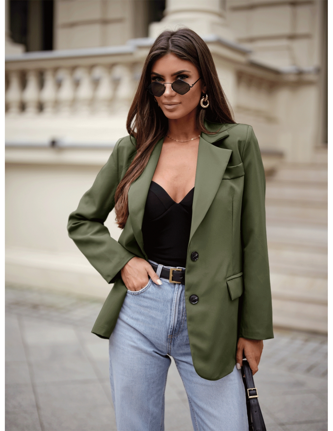 Stylowa marynarka z podszewką TANAVI - khaki