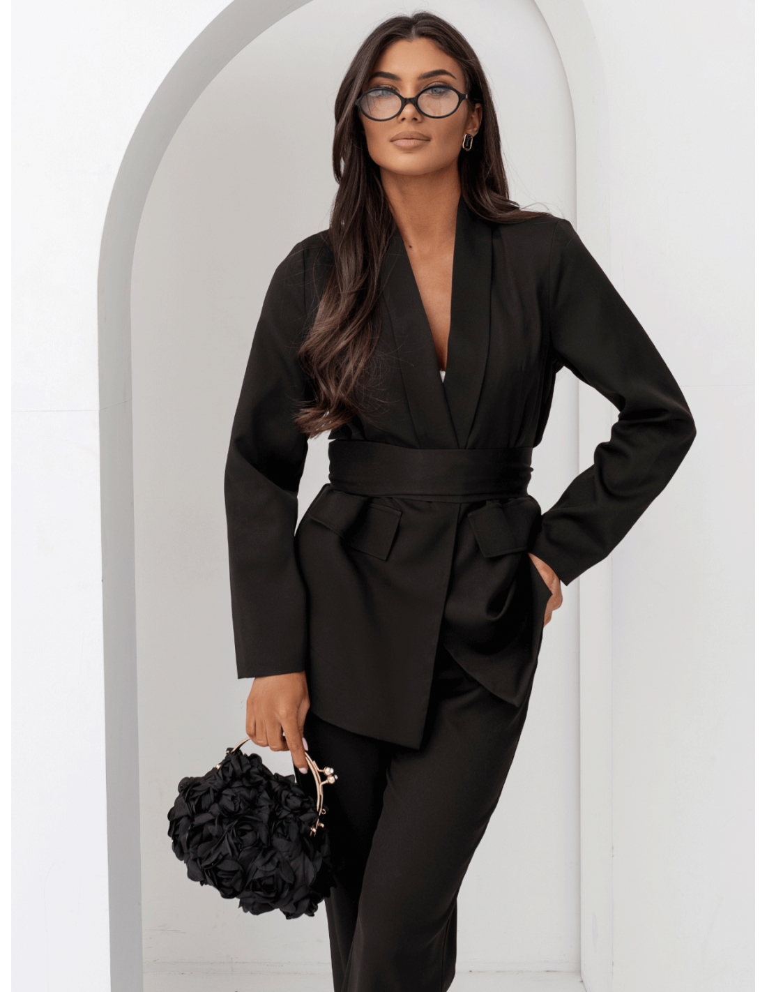 Garnitur marynarka i proste spodnie NIRALI - czarny