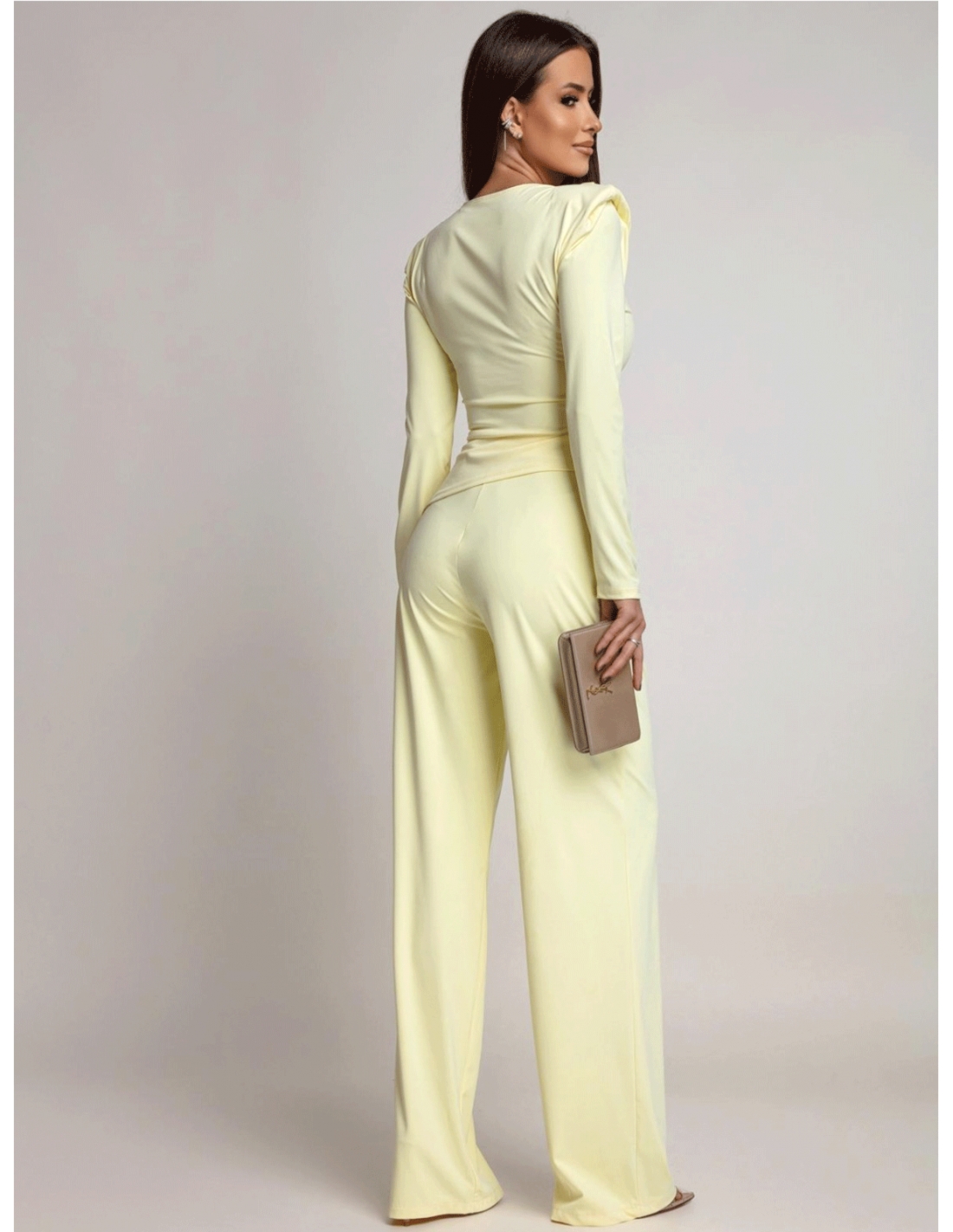 Kobiecy komplet z szerokimi spodniami ITANJA - cytrynowy