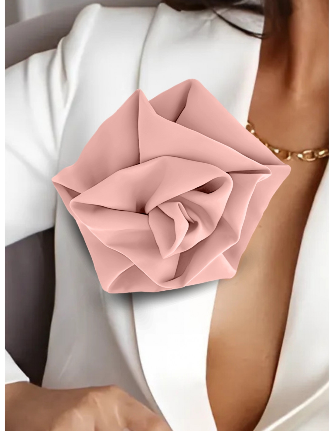 Broszka przypinana róża materiałowa - brudny róż