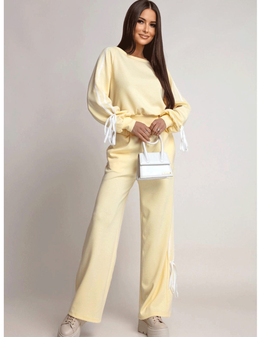Komplet dresowy z szerokimi spodniami SHYLA - cytrynowy