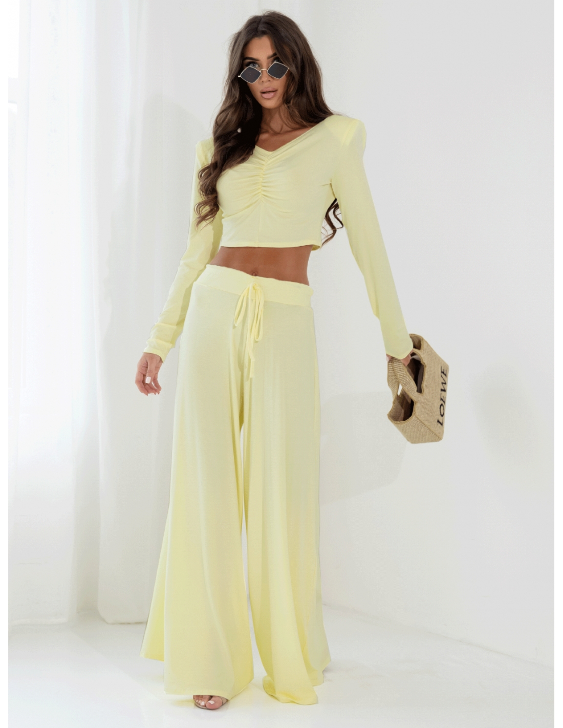 WP wiskozowa bluzka z marszczeniem - cytrynowa