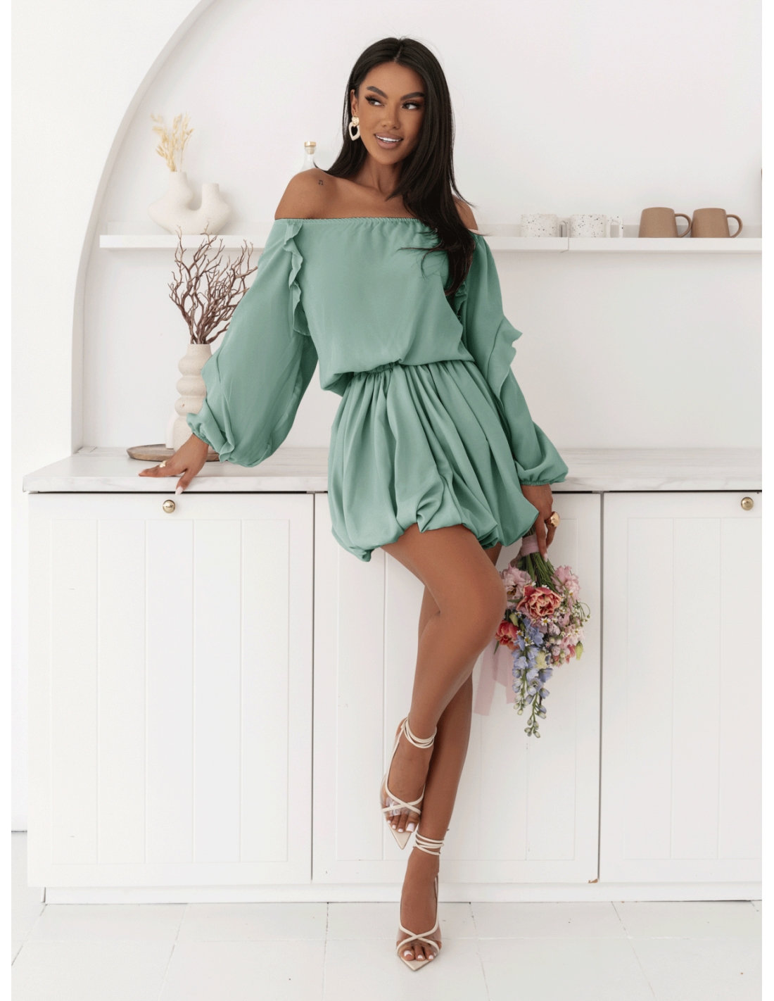 Stylowy komplet ze spódnicą MARISA - matcha