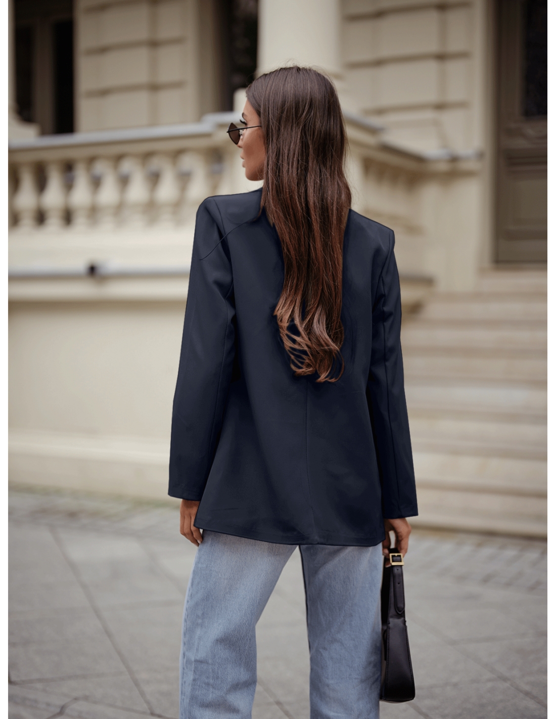 Stylowa marynarka z podszewką TANAVI - granatowa