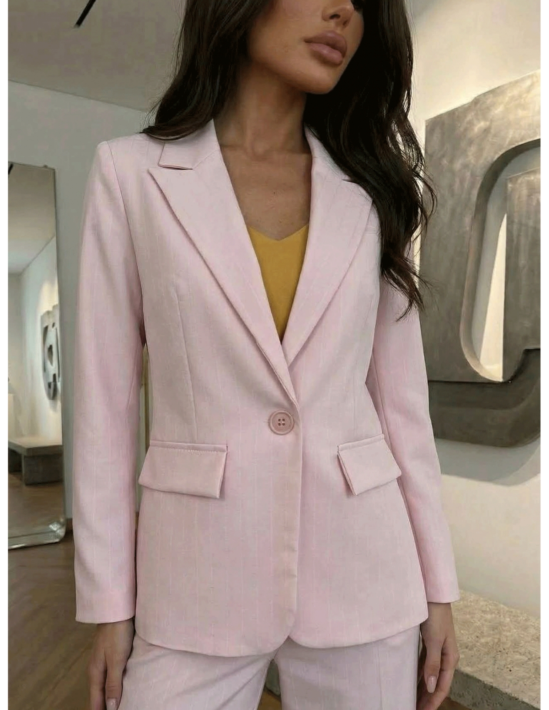 Elegancki komplet marynarka i spodnie VIVIENNE - pudrowy róż