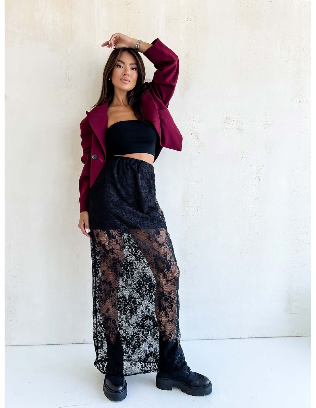 Koronkowa maxi spódnica AMARIS  - czarna