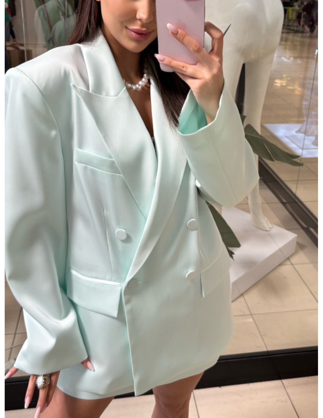 Oversizowa marynarka z guzikami ELONIA - miętowa