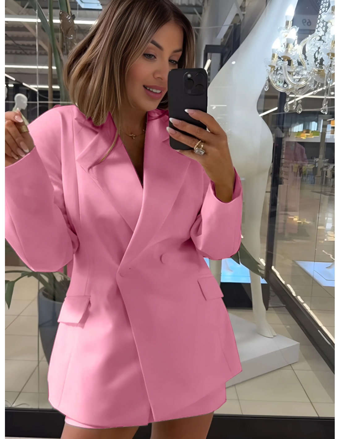 Taliowana marynarka z guzikami ALVANA - różowa