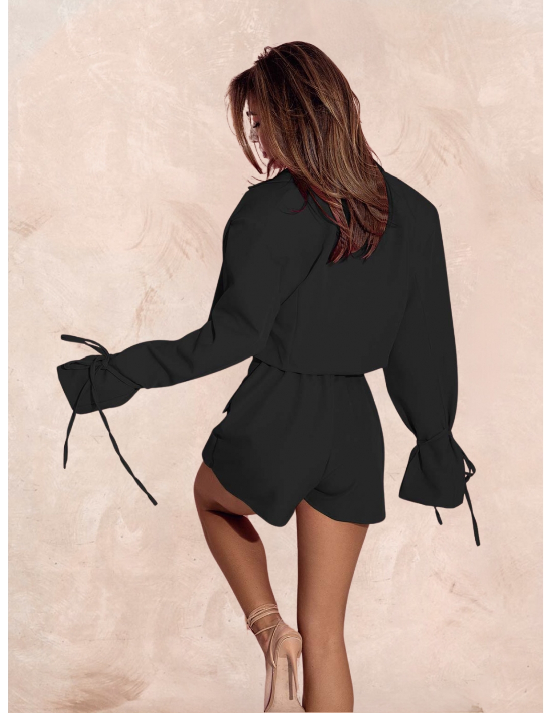 Komplet marynarka i spódnico-spodenki HOLLI - czarny