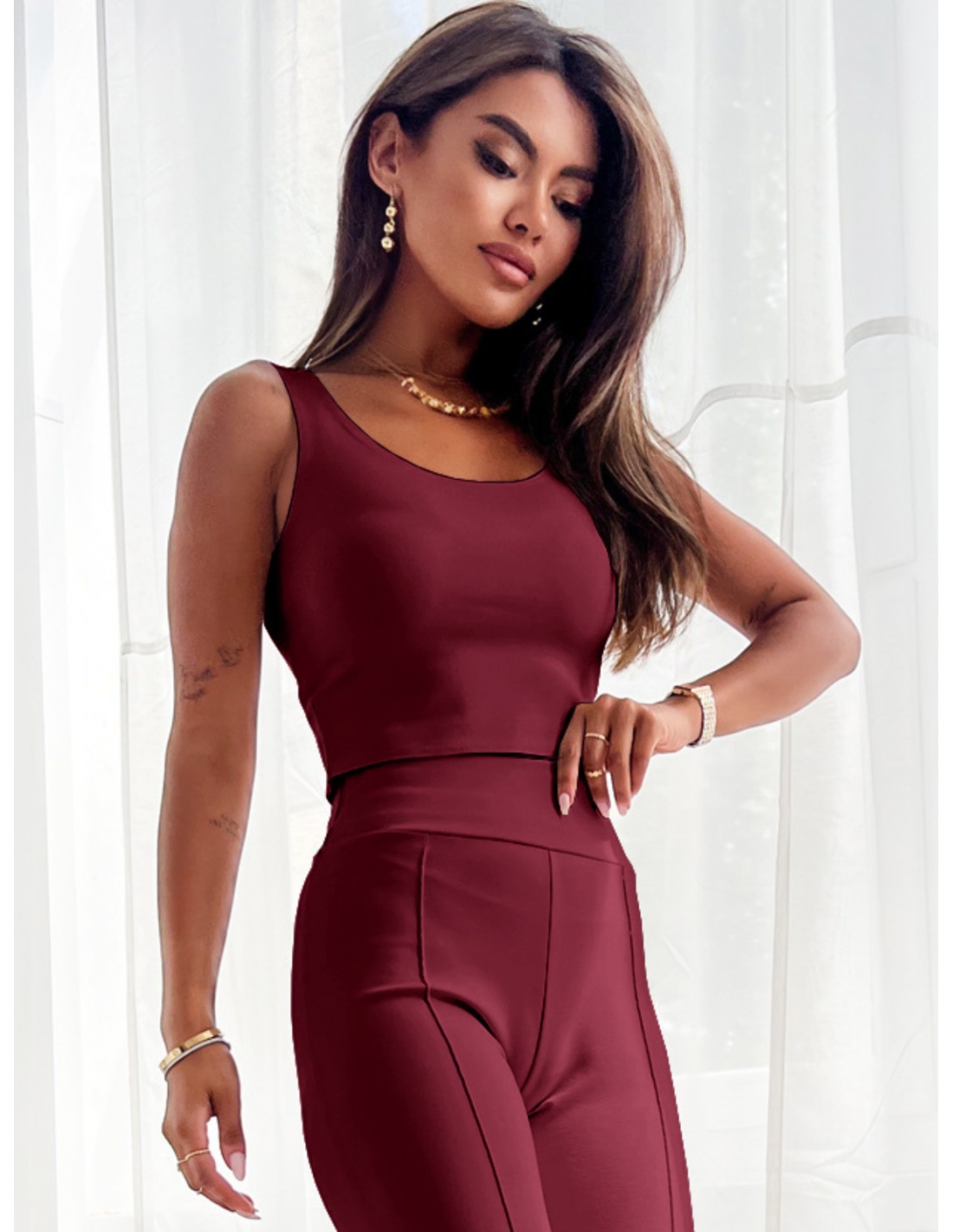 Klasyczny krótki top MARSELA - bordowy