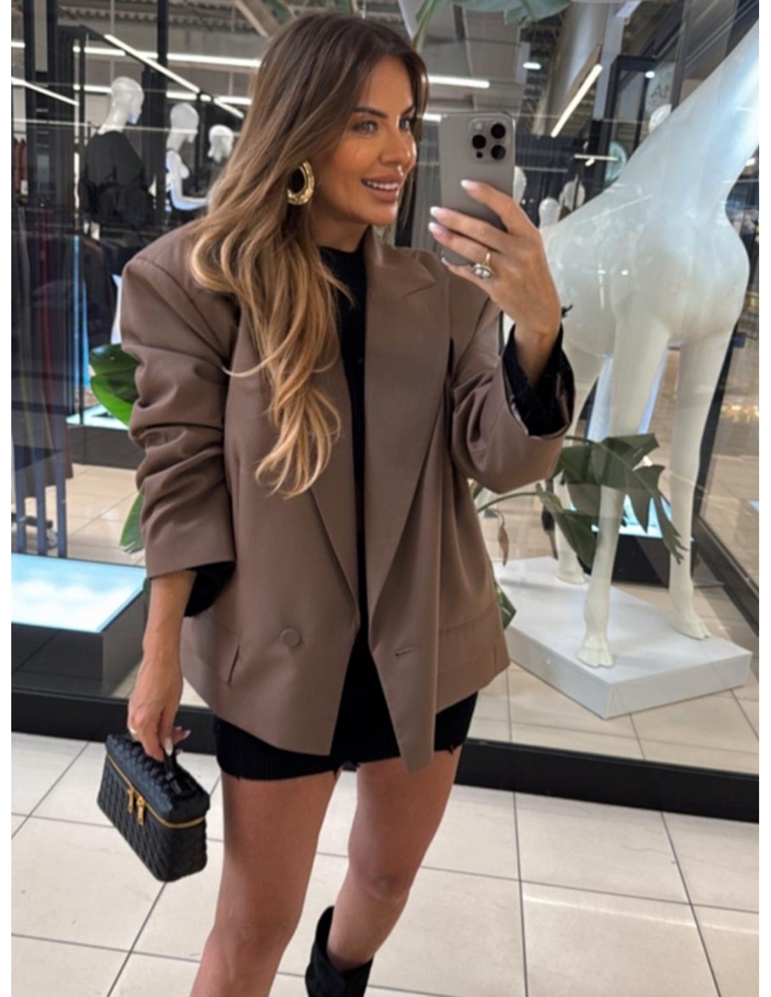 Stylowa marynarka oversize ARLEEN - mocha mousse