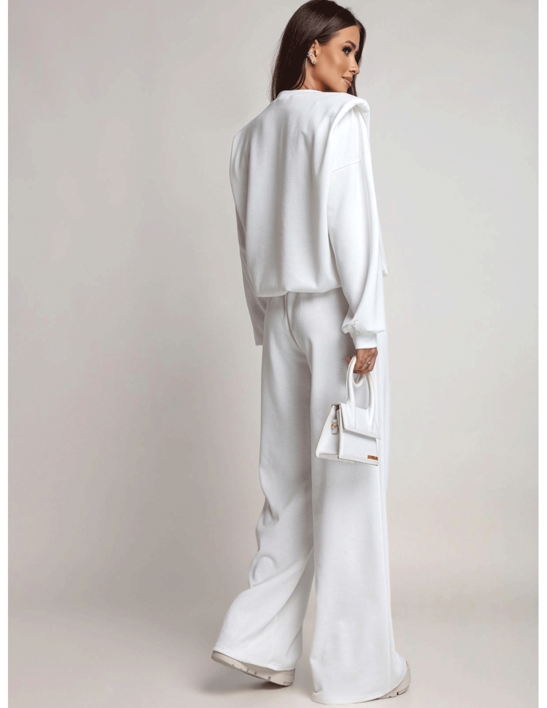 Komplet dresowy z szerokimi spodniami KIANO - biały