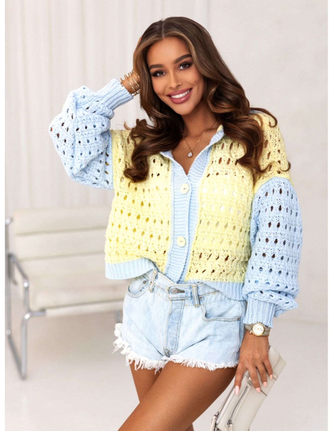 Sweter kardigan z kapturem MORI - wzór 1