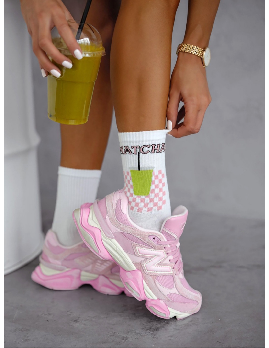 Skarpetki damskie MATCHA - białe