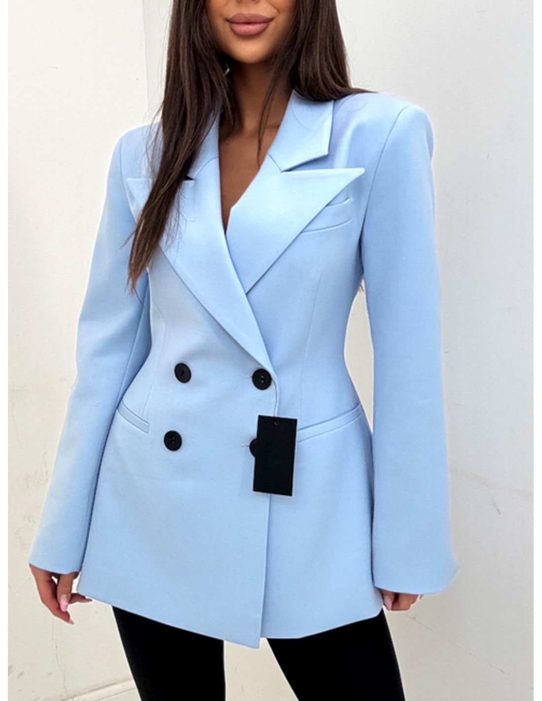 Taliowana marynarka z guzikami ROSABEL - błękitna