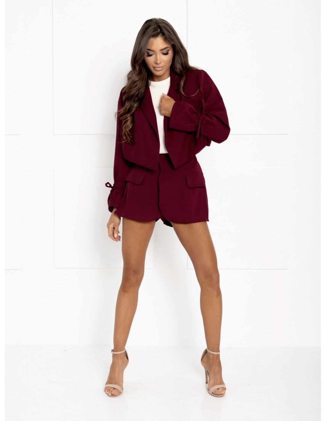Komplet marynarka i spódnico-spodenki HOLLI - bordowy