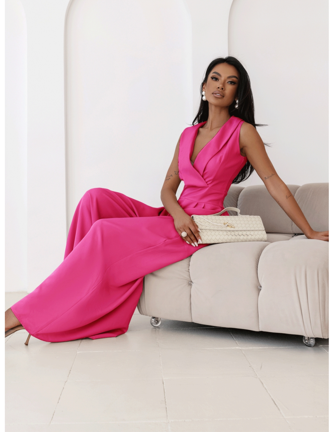 Kombinezon z szerokimi nogawkami ORMAN - fuksjowy